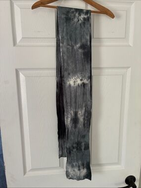 Narrow Gray Tie Dye Head Wrap Scarf Soft Fabric